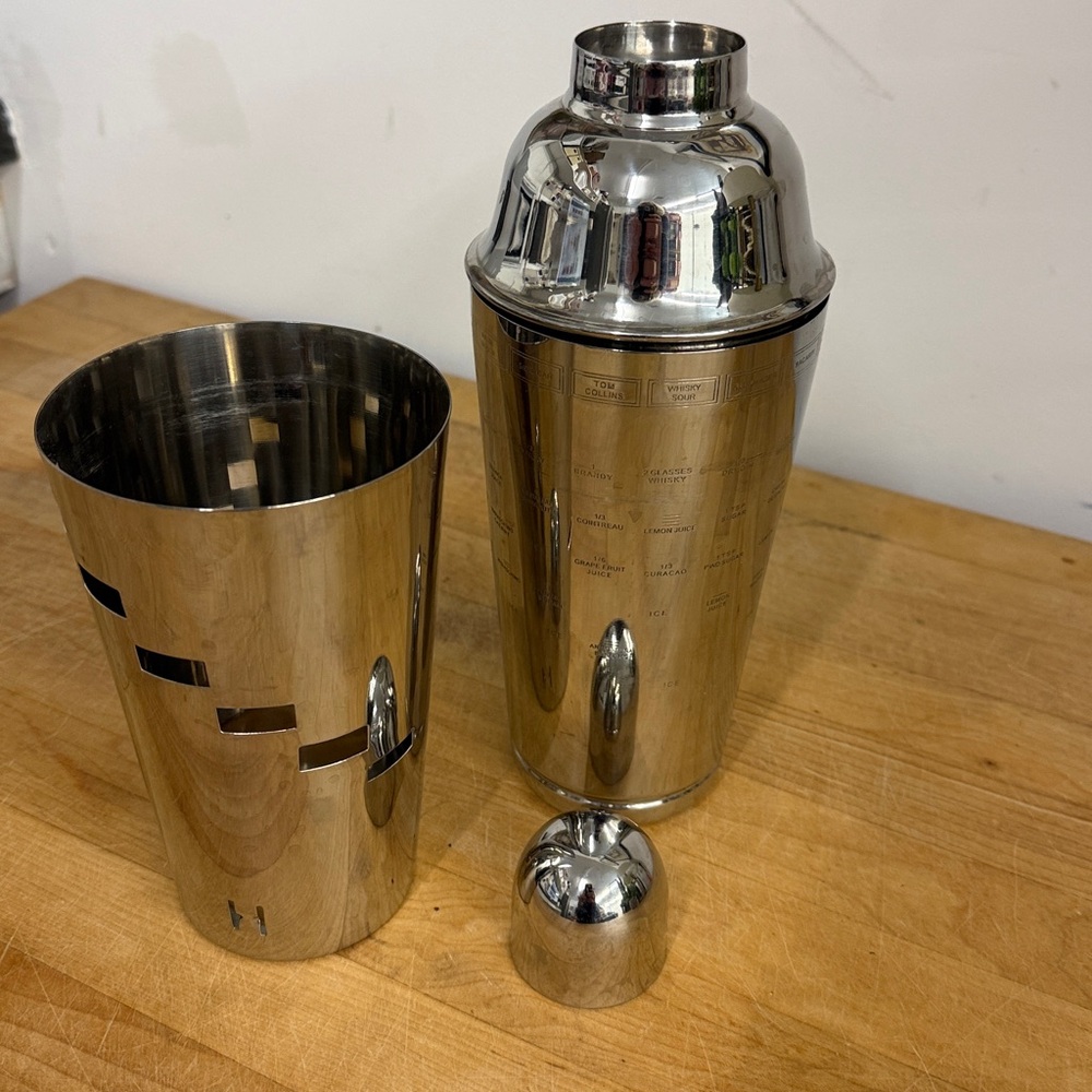 Pottery Barn Dial-a-Drink Recipe Cocktail Shaker 15 Recipes Stainless Steel
